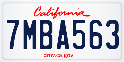 CA license plate 7MBA563