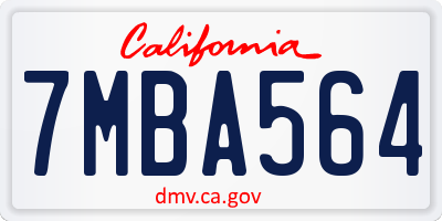 CA license plate 7MBA564