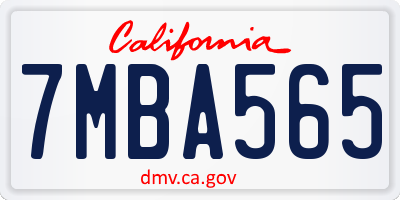 CA license plate 7MBA565