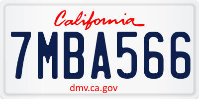 CA license plate 7MBA566