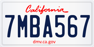 CA license plate 7MBA567