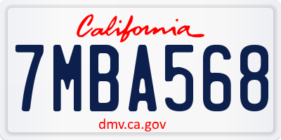 CA license plate 7MBA568
