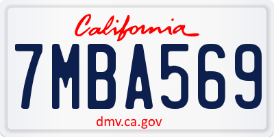CA license plate 7MBA569