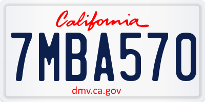 CA license plate 7MBA570