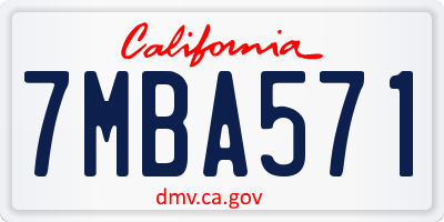 CA license plate 7MBA571