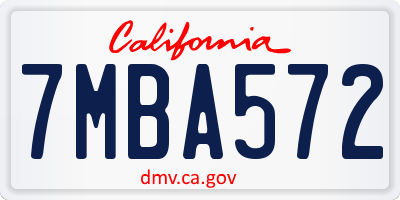 CA license plate 7MBA572