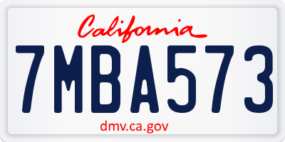 CA license plate 7MBA573