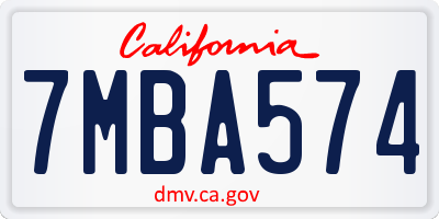 CA license plate 7MBA574