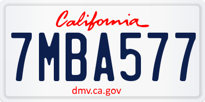 CA license plate 7MBA577