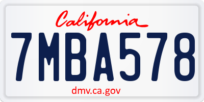 CA license plate 7MBA578