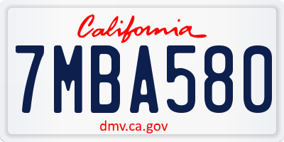 CA license plate 7MBA580