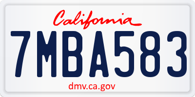 CA license plate 7MBA583