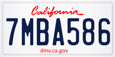 CA license plate 7MBA586