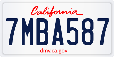 CA license plate 7MBA587