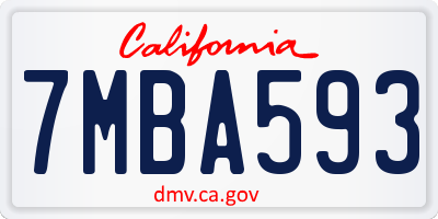 CA license plate 7MBA593