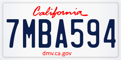 CA license plate 7MBA594