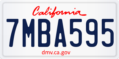 CA license plate 7MBA595