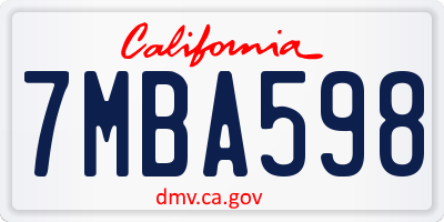 CA license plate 7MBA598