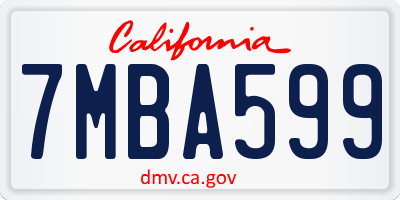 CA license plate 7MBA599