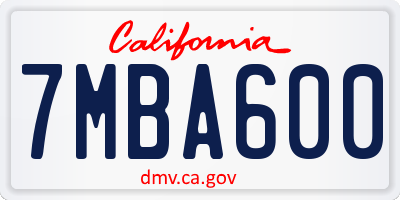 CA license plate 7MBA600