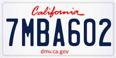 CA license plate 7MBA602