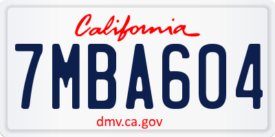 CA license plate 7MBA604