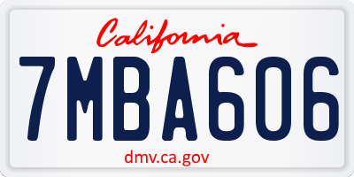 CA license plate 7MBA606