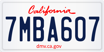 CA license plate 7MBA607