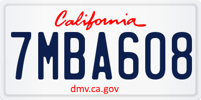 CA license plate 7MBA608