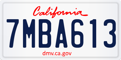 CA license plate 7MBA613