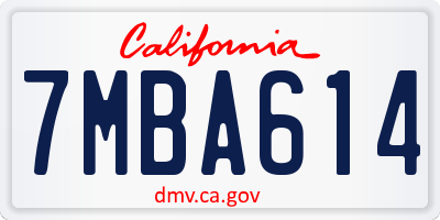 CA license plate 7MBA614