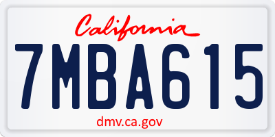 CA license plate 7MBA615