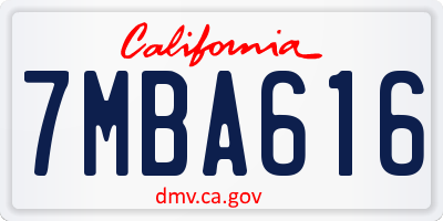 CA license plate 7MBA616
