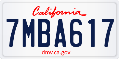 CA license plate 7MBA617