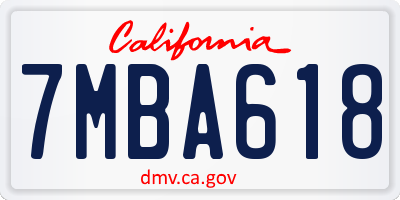 CA license plate 7MBA618