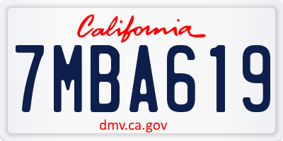 CA license plate 7MBA619