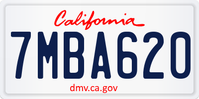 CA license plate 7MBA620