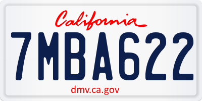 CA license plate 7MBA622