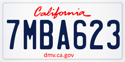 CA license plate 7MBA623