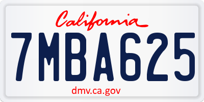 CA license plate 7MBA625