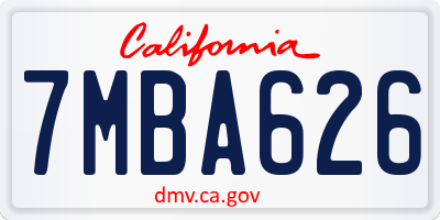 CA license plate 7MBA626