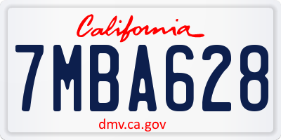 CA license plate 7MBA628