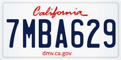 CA license plate 7MBA629