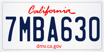 CA license plate 7MBA630