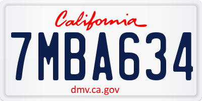 CA license plate 7MBA634