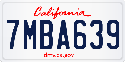 CA license plate 7MBA639