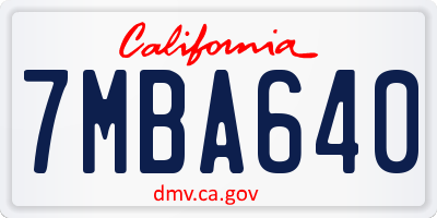 CA license plate 7MBA640