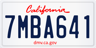 CA license plate 7MBA641
