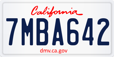 CA license plate 7MBA642