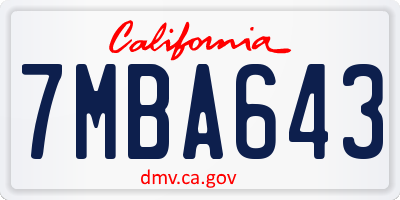 CA license plate 7MBA643